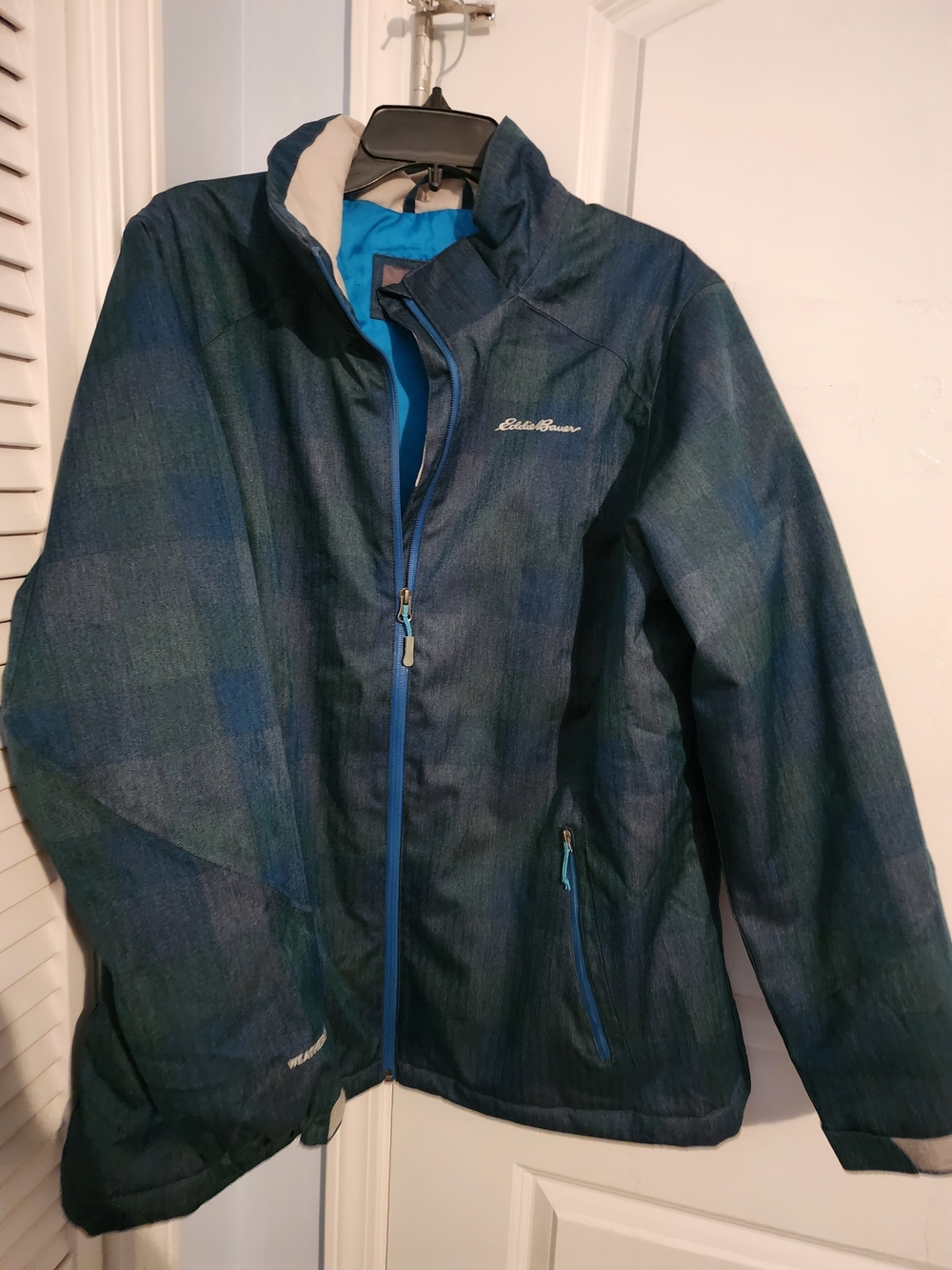 Eddie Bauer Blue Plaid Lightweight Jacket